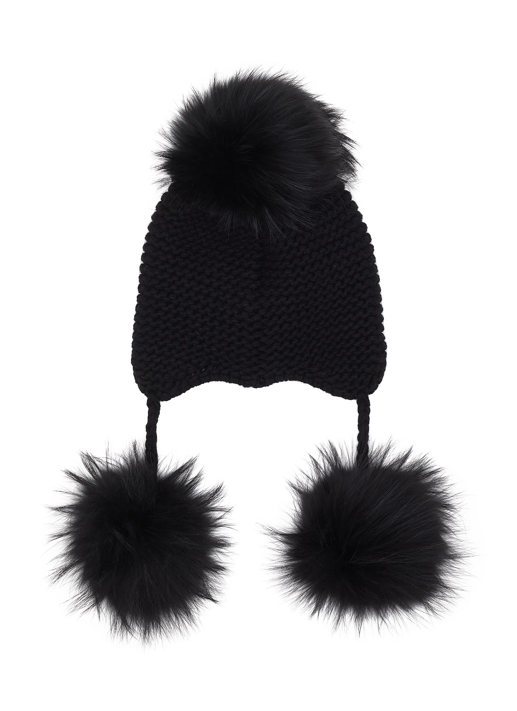 -----------INVERNI  ---- ------------ ----Fur Pom Pom Cashmere Fold Beanie --