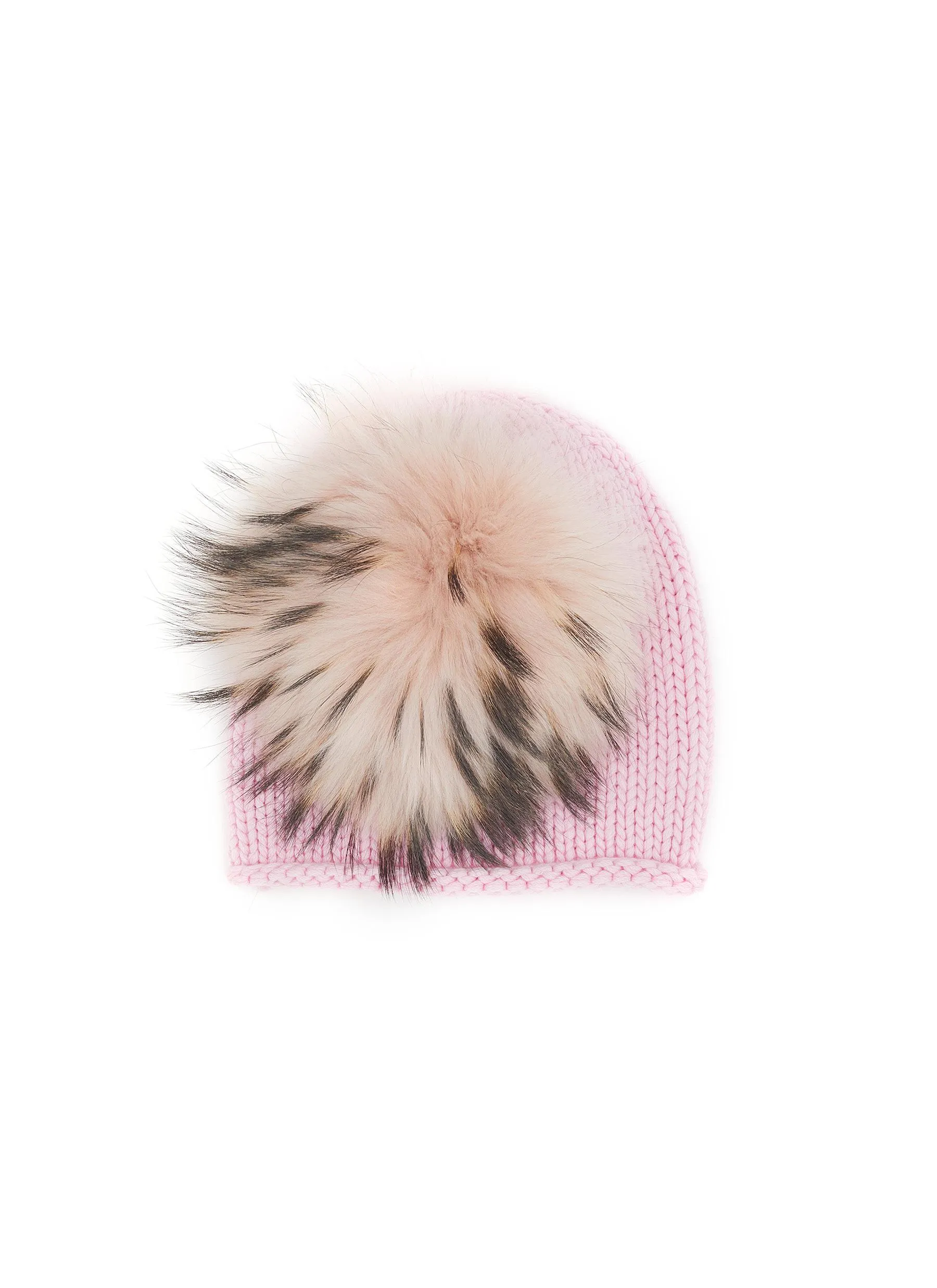 -----------INVERNI  ---- ------------ ----Sude Fur Pom Pom Cashmere Fold Beanie --