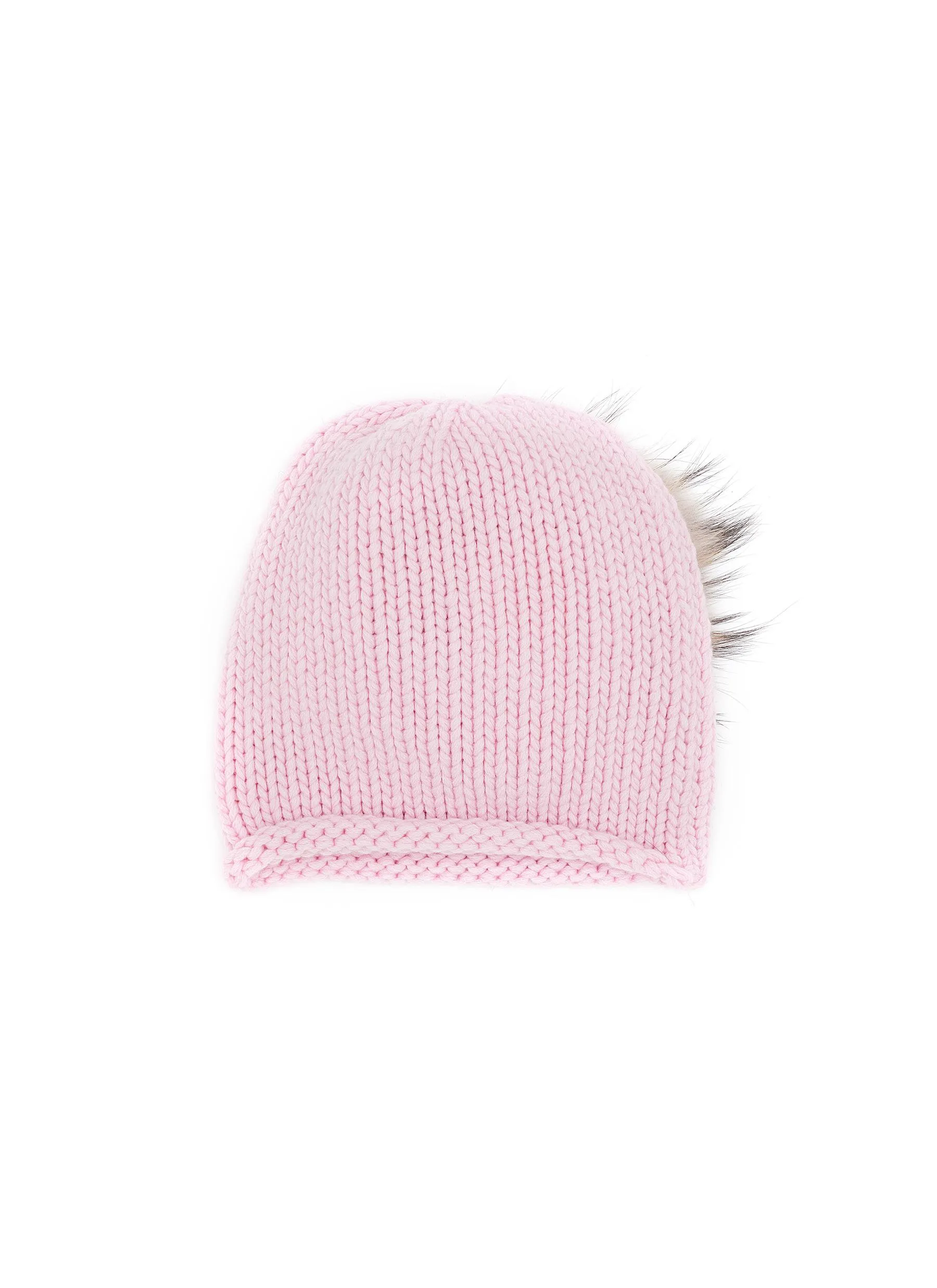 -----------INVERNI  ---- ------------ ----Sude Fur Pom Pom Cashmere Fold Beanie --