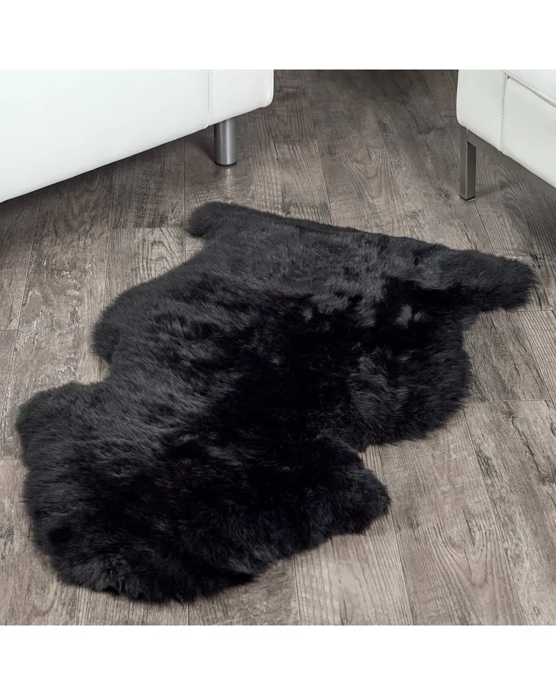 1 Pelt Charcoal Black Sheep Fur Rug (Single): FurSource.com