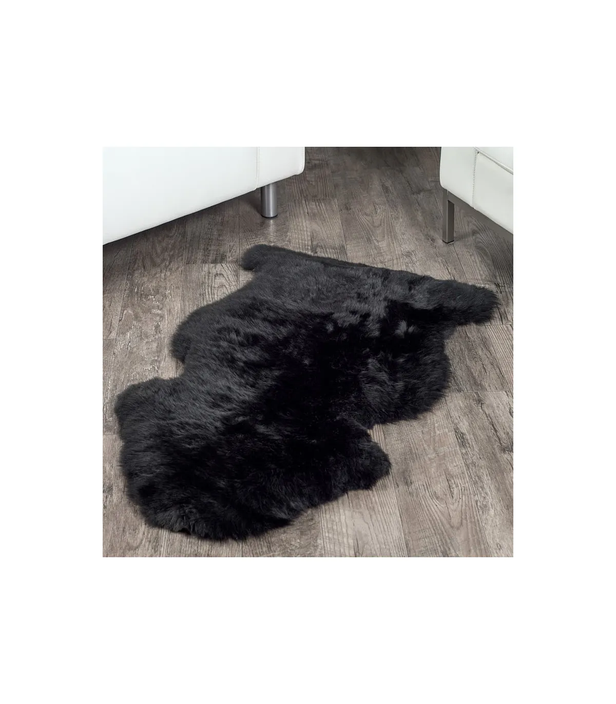 1 Pelt Charcoal Black Sheep Fur Rug (Single): FurSource.com