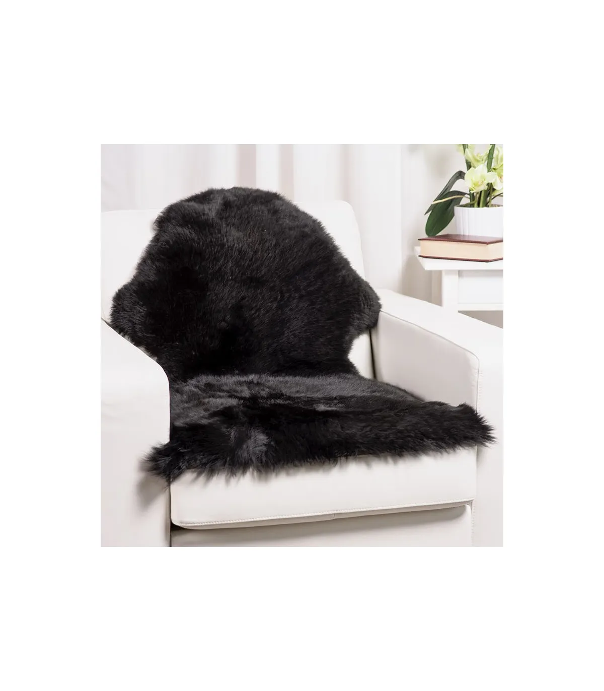 1 Pelt Charcoal Black Sheep Fur Rug (Single): FurSource.com