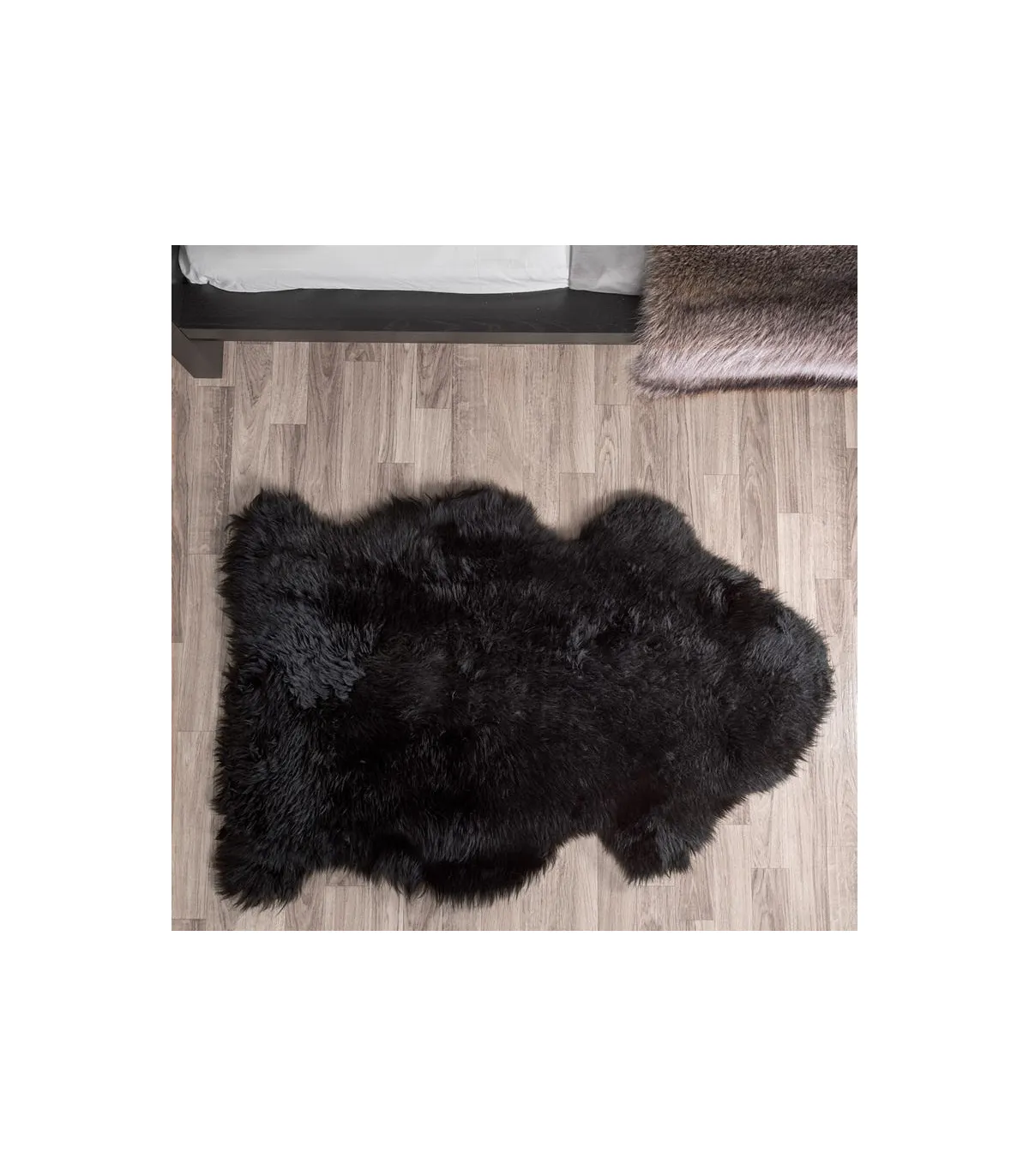 1 Pelt Charcoal Black Sheep Fur Rug (Single): FurSource.com