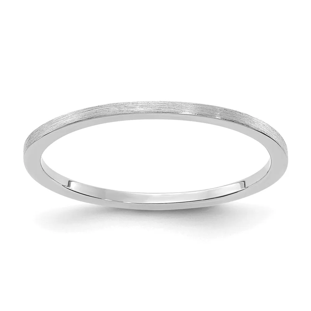 1.2mm 14k White Gold Flat Satin Stackable Band