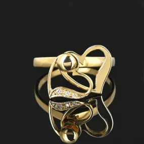 14K Gold Diamond Heart Spinner Ring, Kinetic Motion