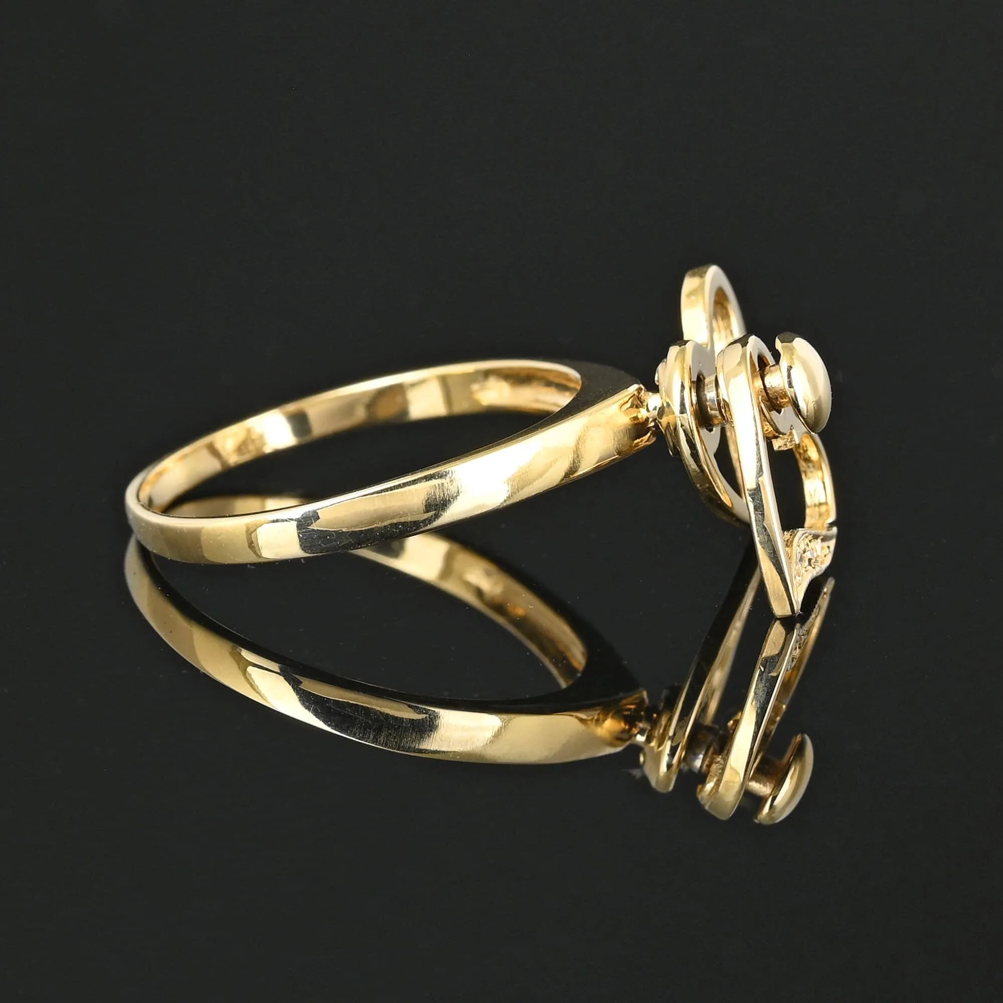 14K Gold Diamond Heart Spinner Ring, Kinetic Motion