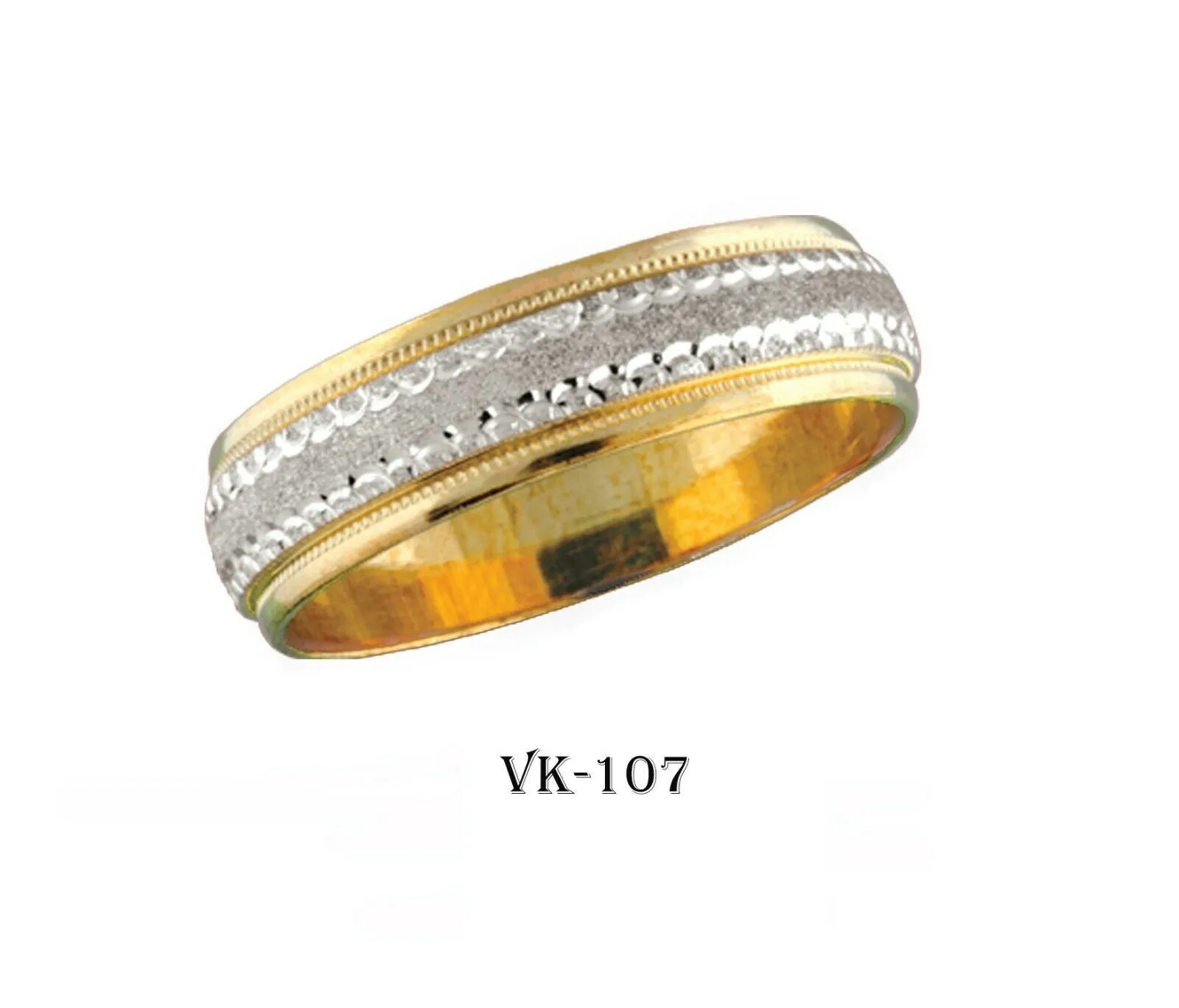 14k Solid Gold Elegant Ladies Modern Sandstone Finish Flat Band 6MM Ring VK107v