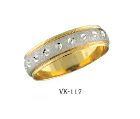 14k Solid Gold Elegant Ladies Modern Sandstone Finish Flat Band 6MM Ring VK117v