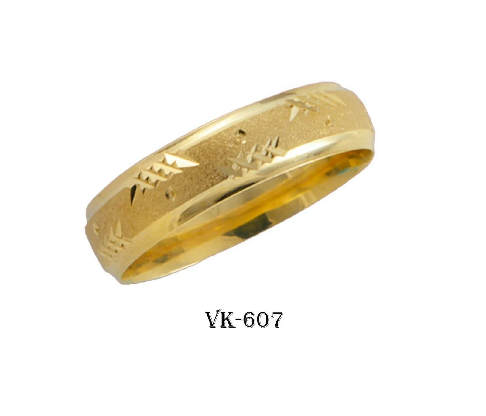 14k Solid Gold Elegant Ladies Modern Sandstone Flat Band 5mm Ring VK607v(Y)