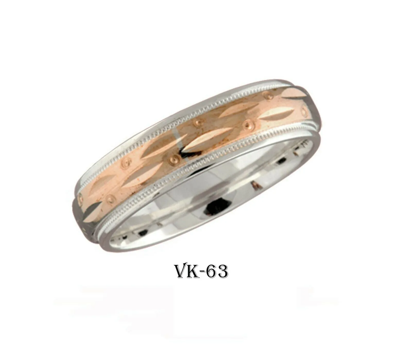 18k Solid Gold Elegant Ladies Modern D-Shaped Finishes Flat Band Ring VK63v