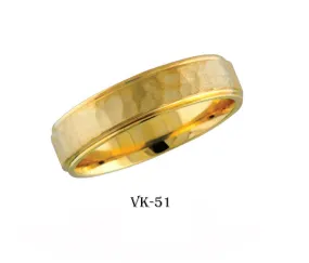 18k Solid Gold Elegant Ladies Modern Hammer Finish Flat Band 6MM Ring VK51v