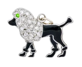 1920’s Art Deco Pave Diamond Enamel Platinum Poodle Charm