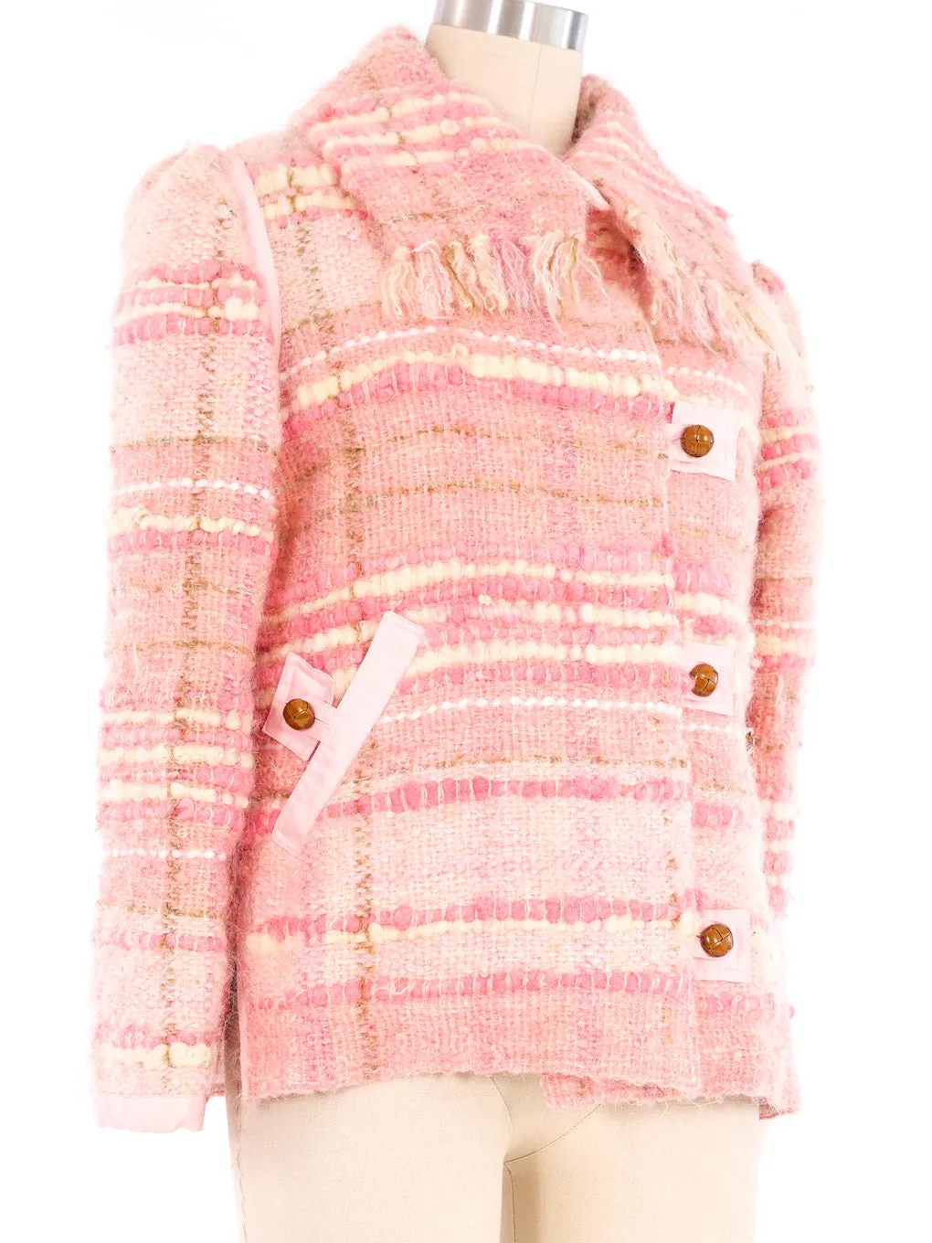 1960s Courreges Pink Mohair Tweed Jacket