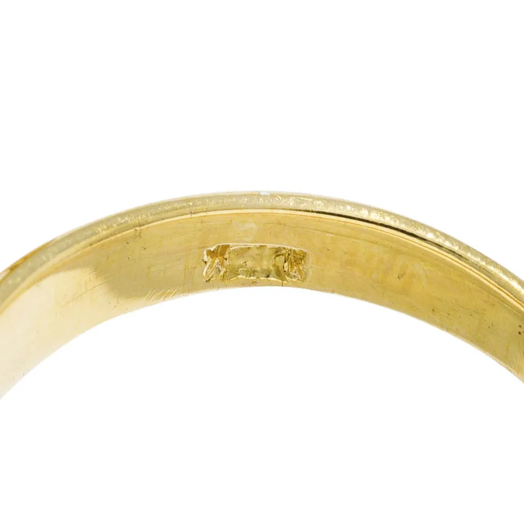 1960's Modernist 0.45 CTW Diamond 14 Karat Yellow Gold Fidget Spinner Ring