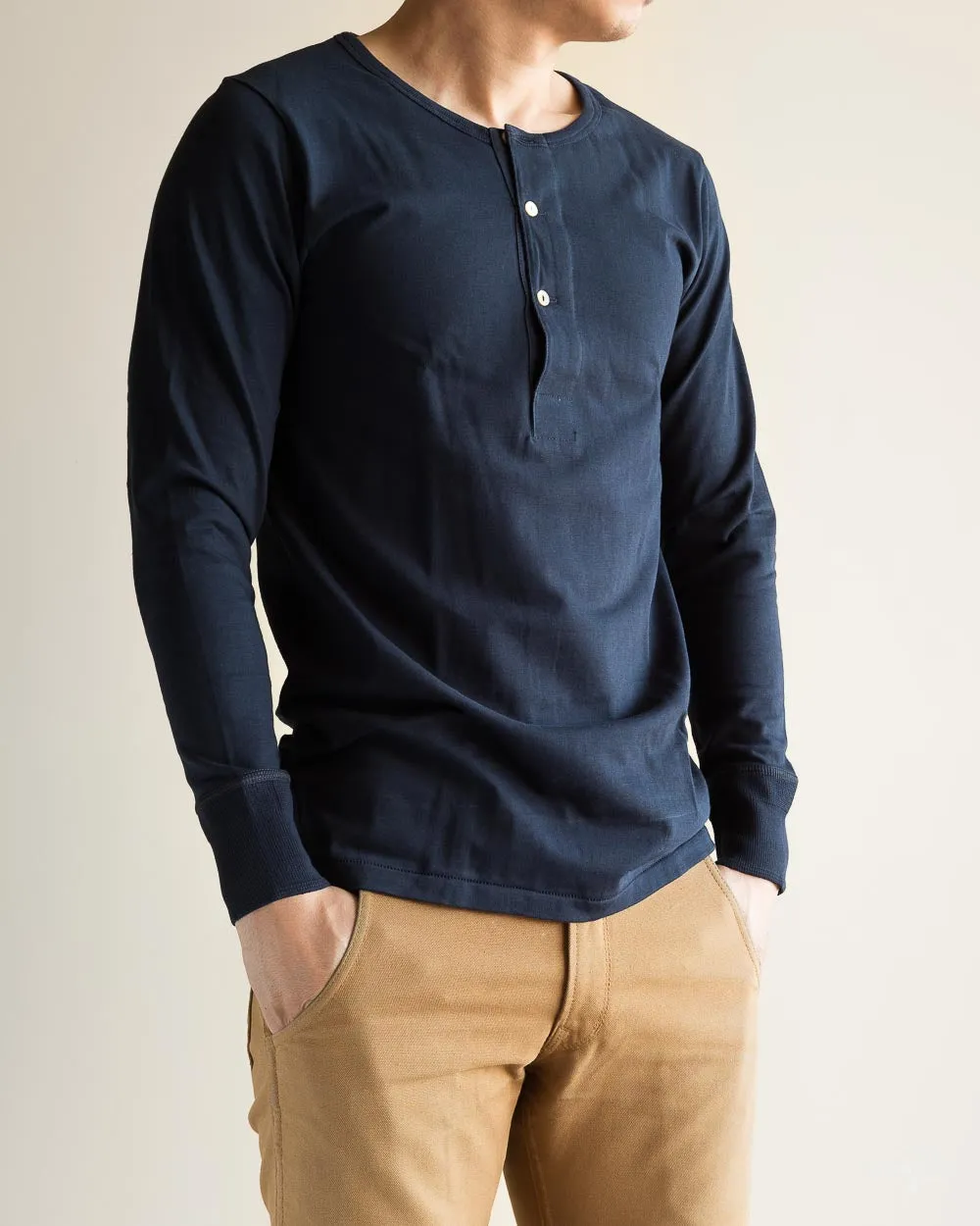 206 Long Sleeve Henley - Ink Blue