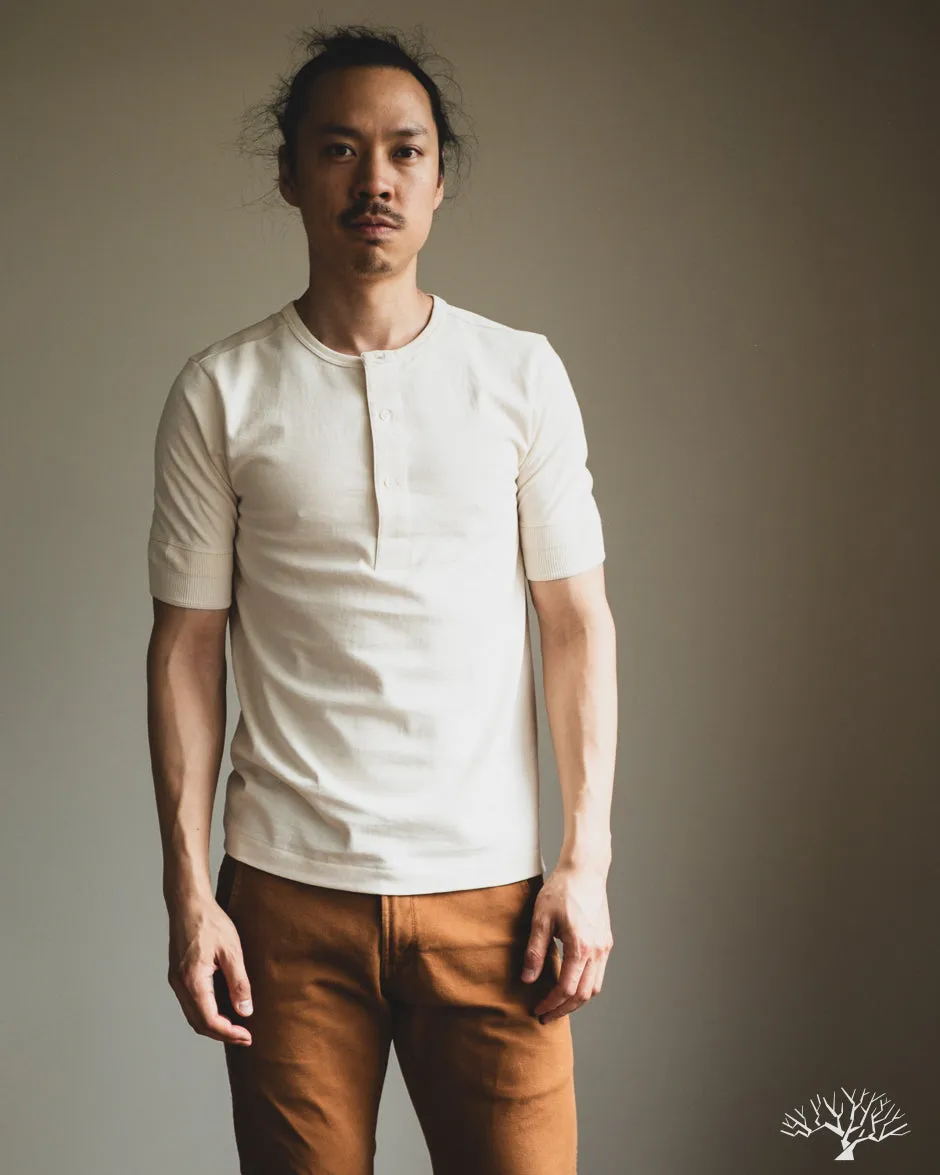 207 Loopwheel Short Sleeve Henley - Nature