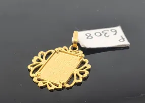 21K Solid Gold Pendant Frame With 24K Gold Bar P6308