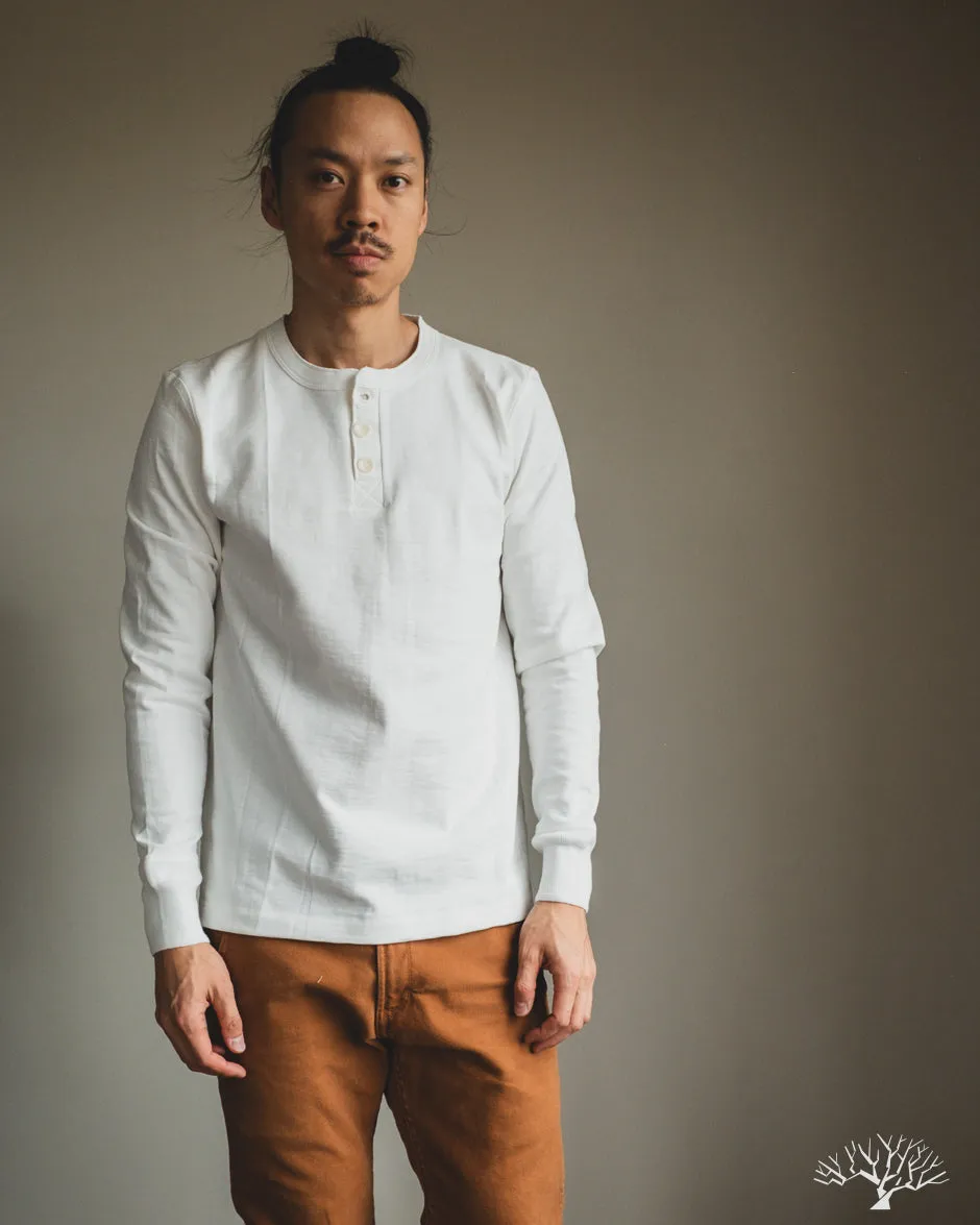 2S04 Heavyweight Long Sleeve Henley - White