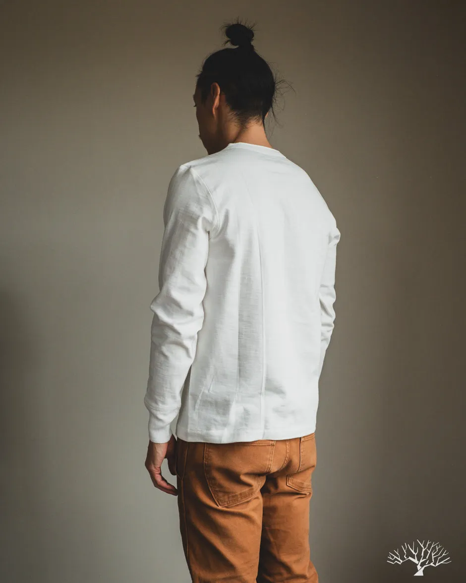 2S04 Heavyweight Long Sleeve Henley - White