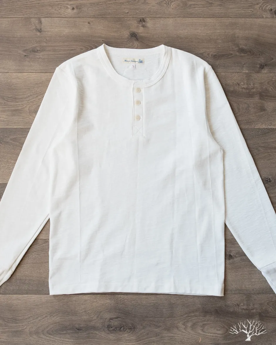 2S04 Heavyweight Long Sleeve Henley - White