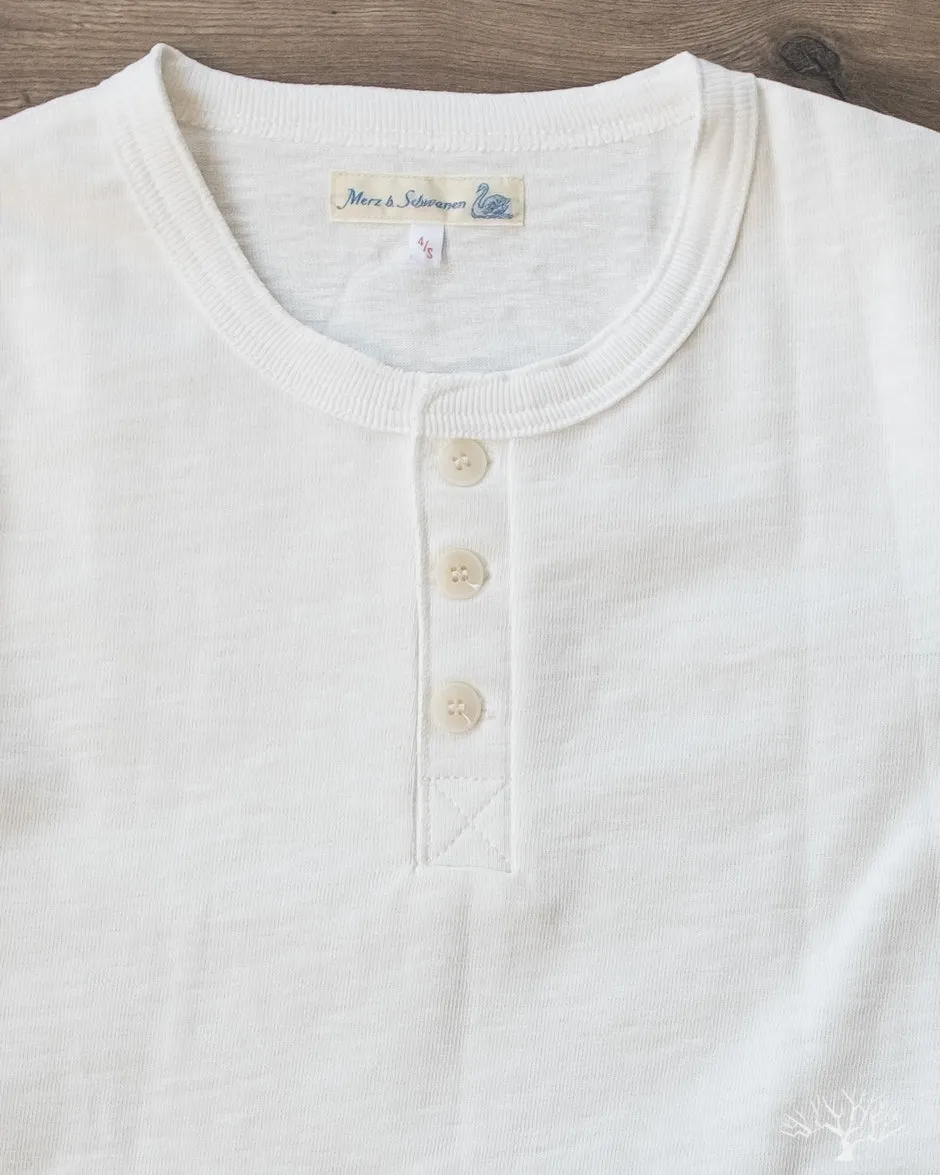 2S04 Heavyweight Long Sleeve Henley - White