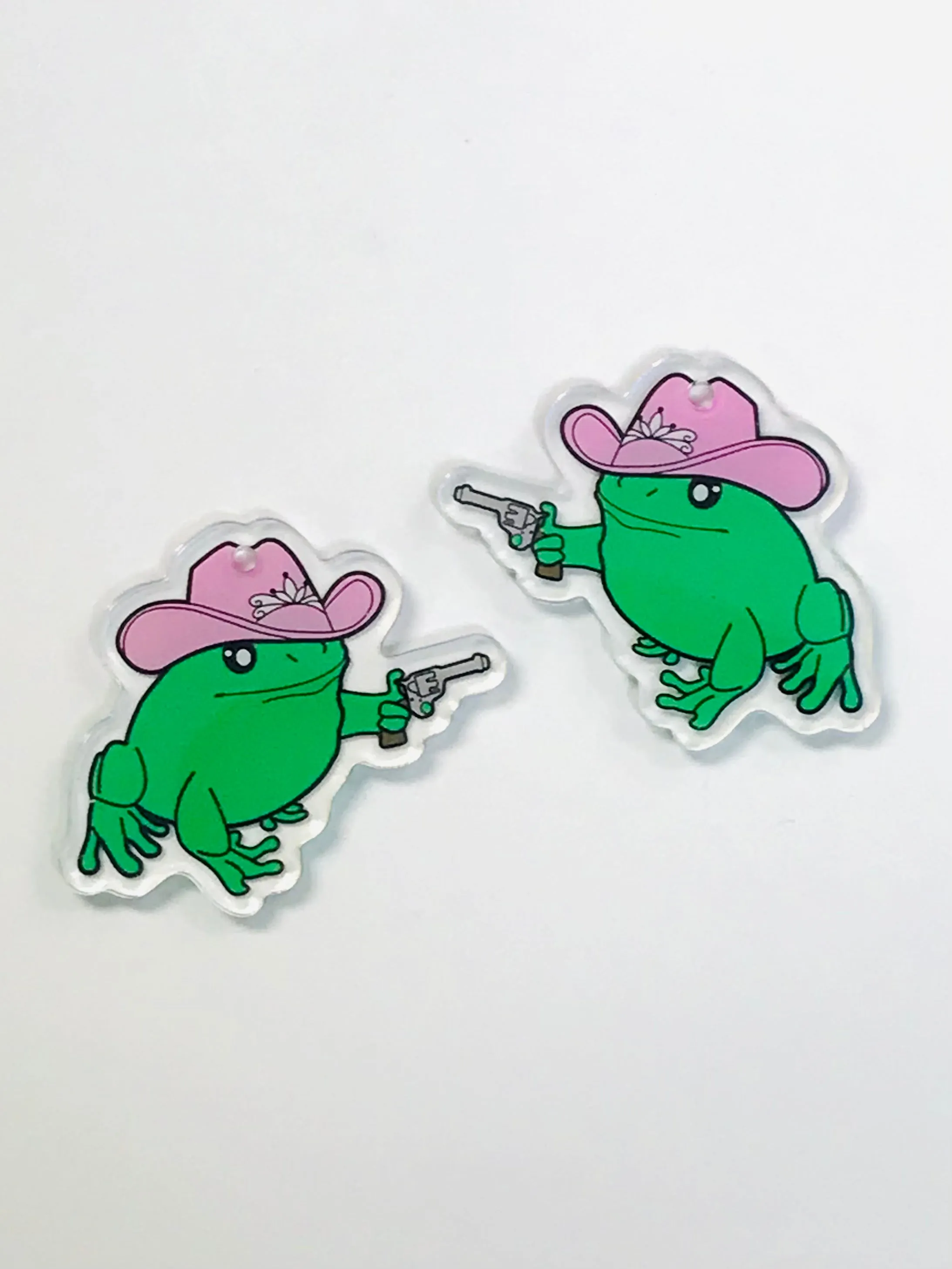 4 pcs Wholesale Acrylic Cowboy Frog Charms, Texas Cowboy Frog Charm, Howdy Frog Charms