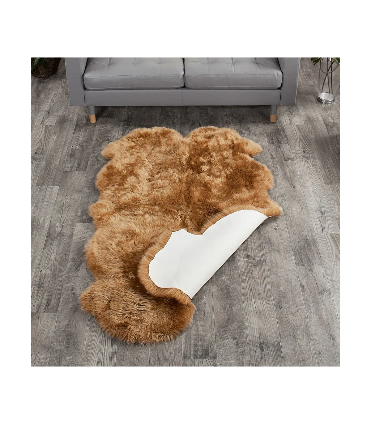 4 Piece Honey Sheep Fur Rug (Quatro): FurSource.com