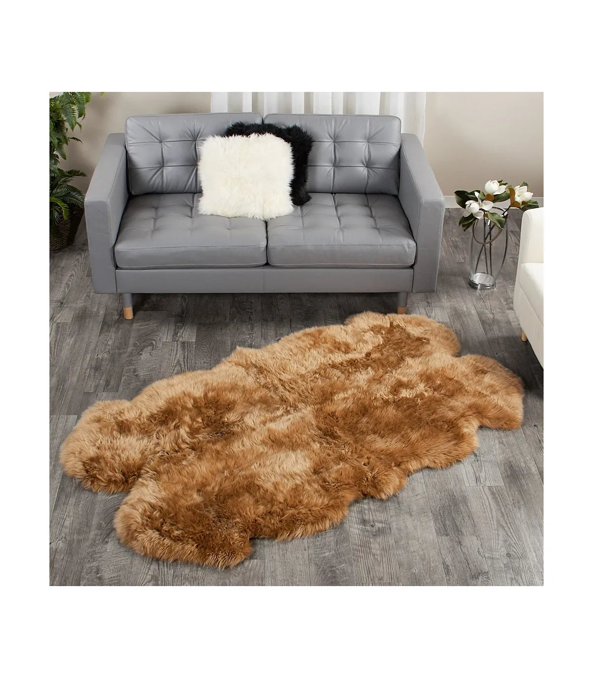 4 Piece Honey Sheep Fur Rug (Quatro): FurSource.com