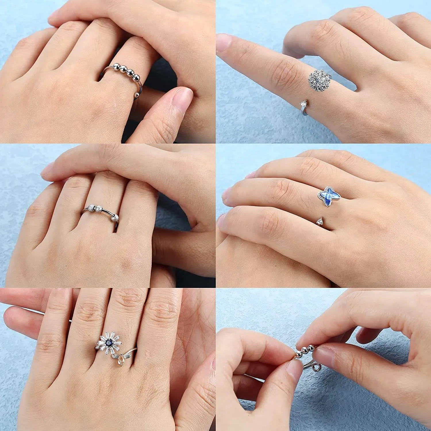 6 Pcs Fidget Anxiety Rings