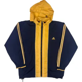 Adidas 90's Full-Zip Hooded Windbreaker Jacket Navy Yellow