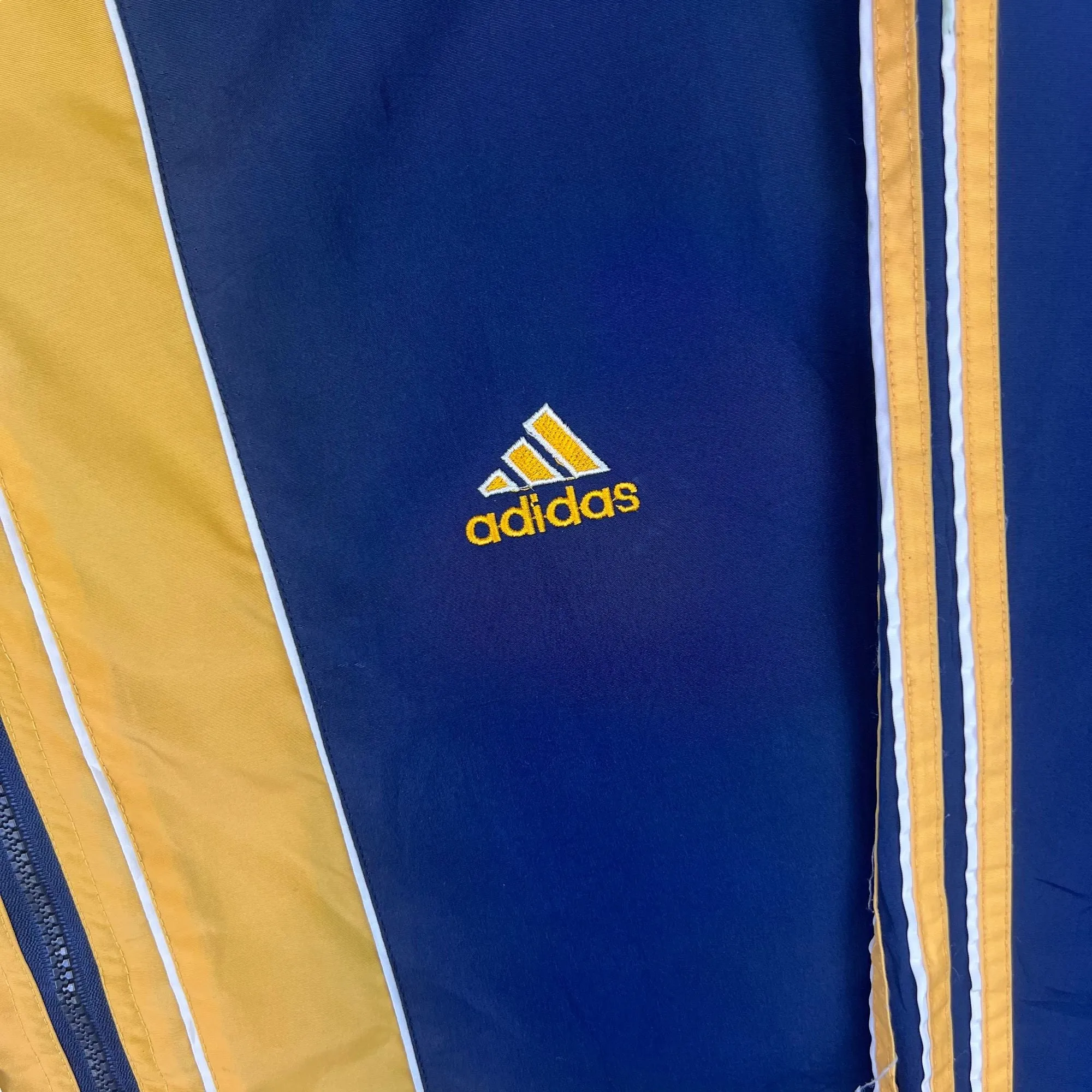 Adidas 90's Full-Zip Hooded Windbreaker Jacket Navy Yellow