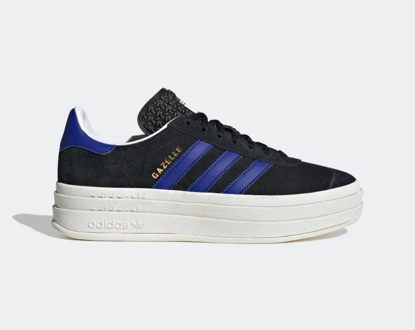 Adidas Originals Gazelle Bold Core Black Lucid Blue Gold Metallic HQ4408