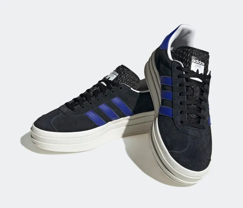 Adidas Originals Gazelle Bold Core Black Lucid Blue Gold Metallic HQ4408