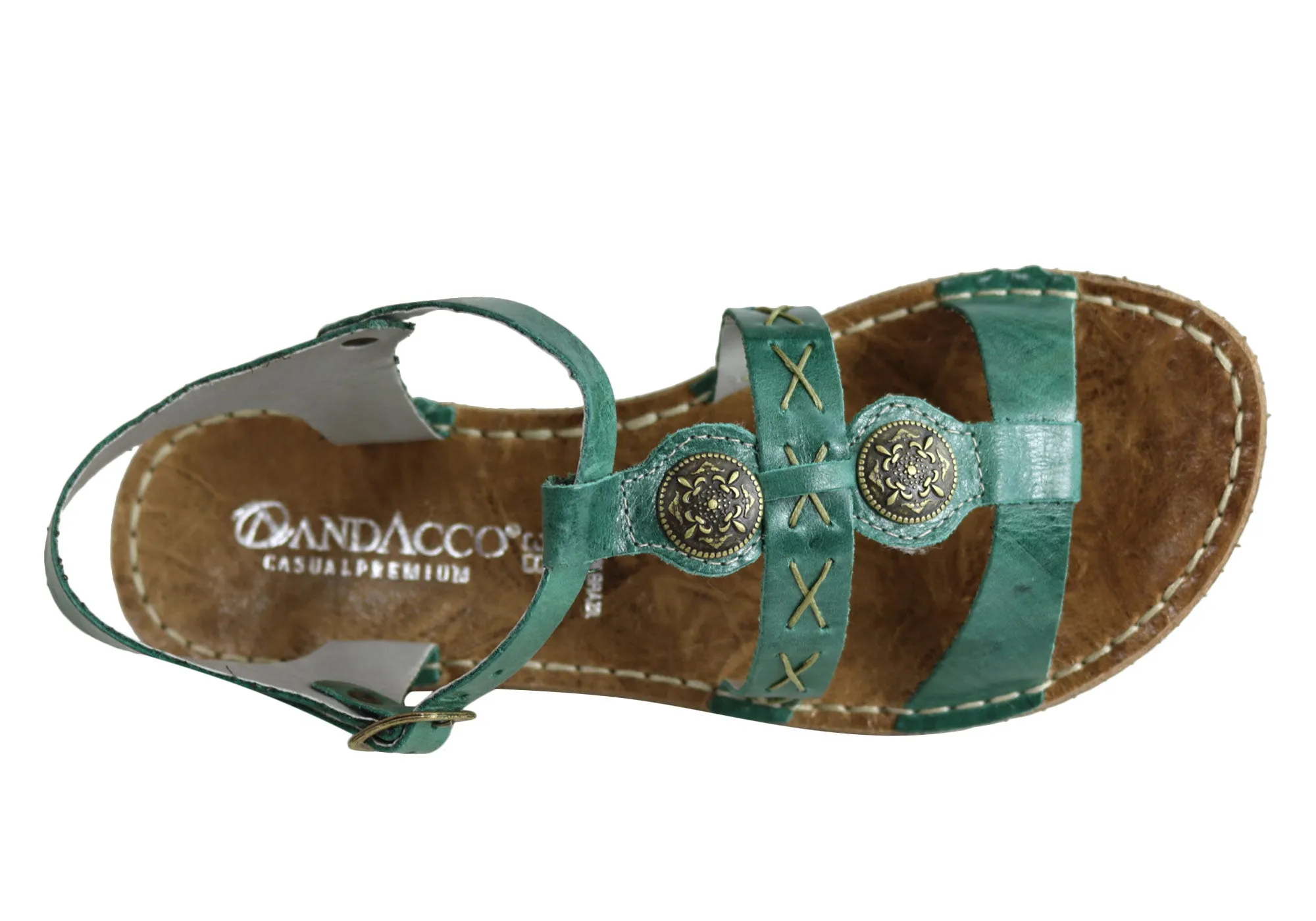 Andacco Madisson Womens Comfort Flat Leather Sandals Made In Brazil