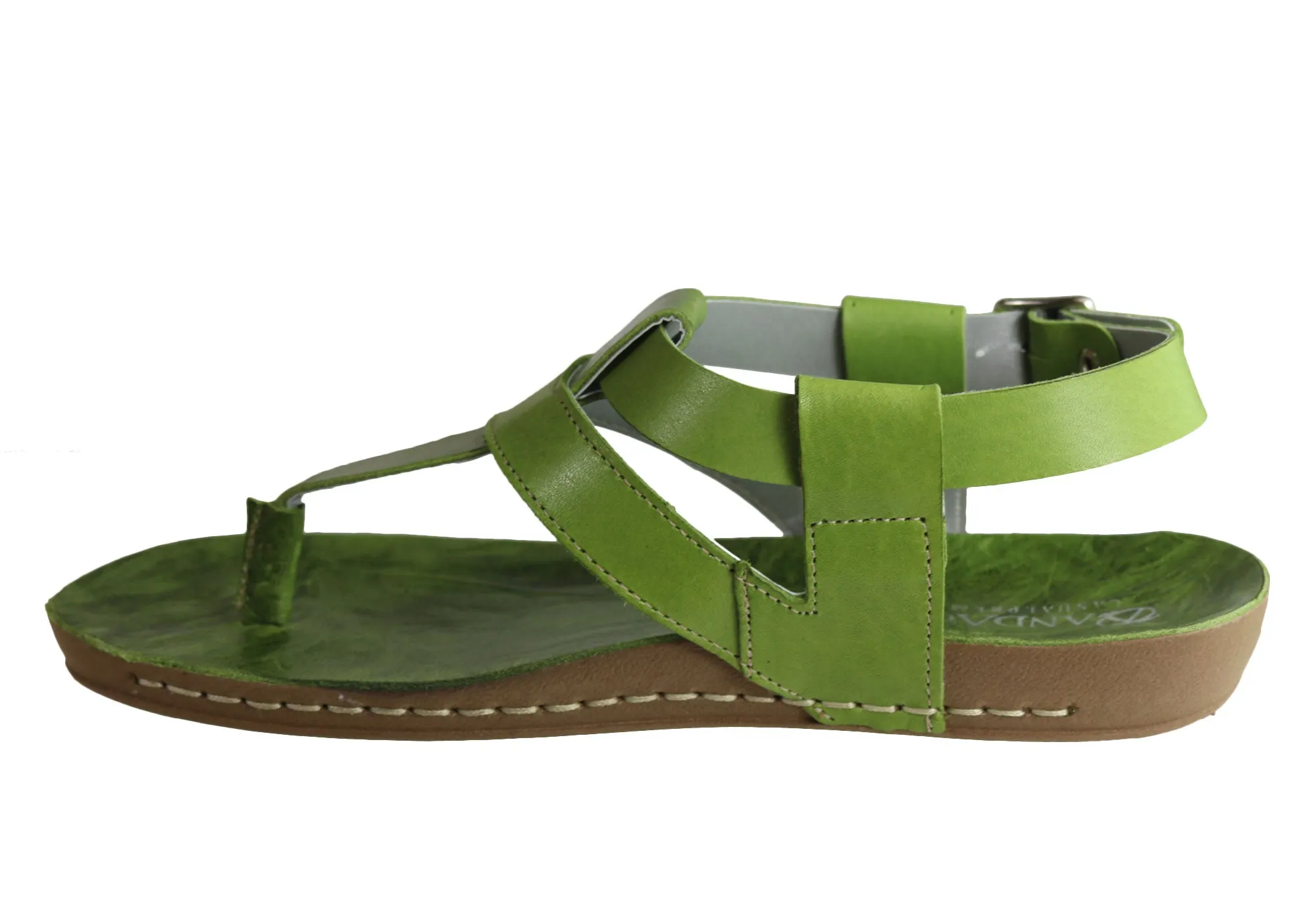 Andacco Yory Womens Comfort Flat Leather Sandals Made In Brazil