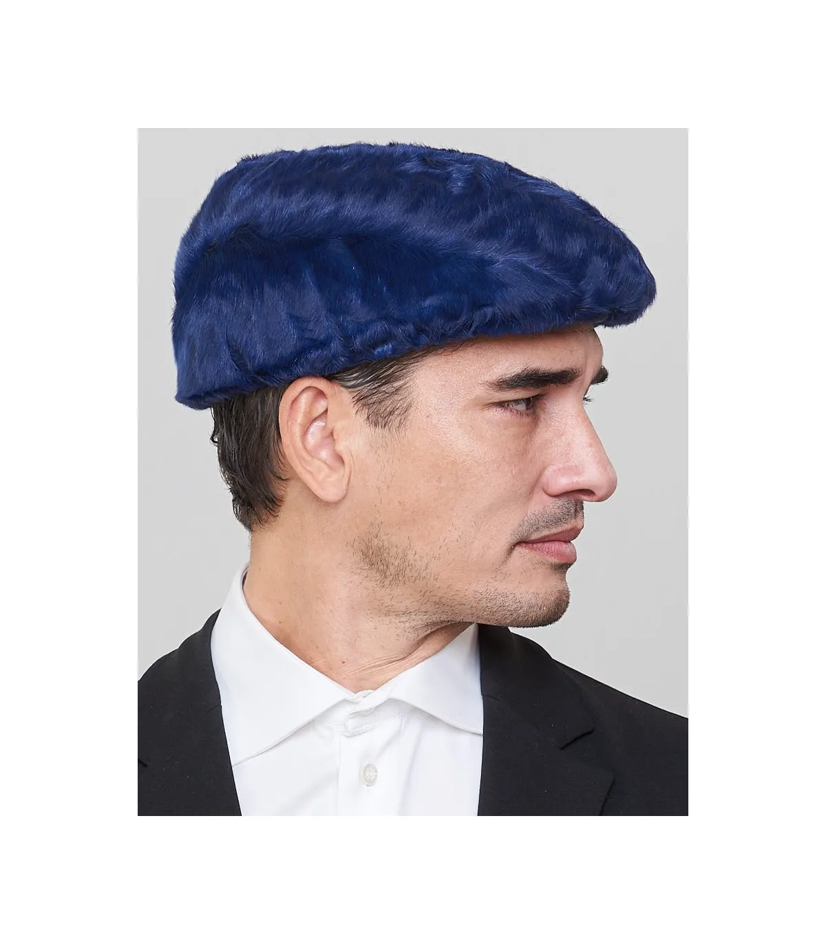 Anton Lamb Fur Flat Cap in Navy for Men: FurHatWorld.com