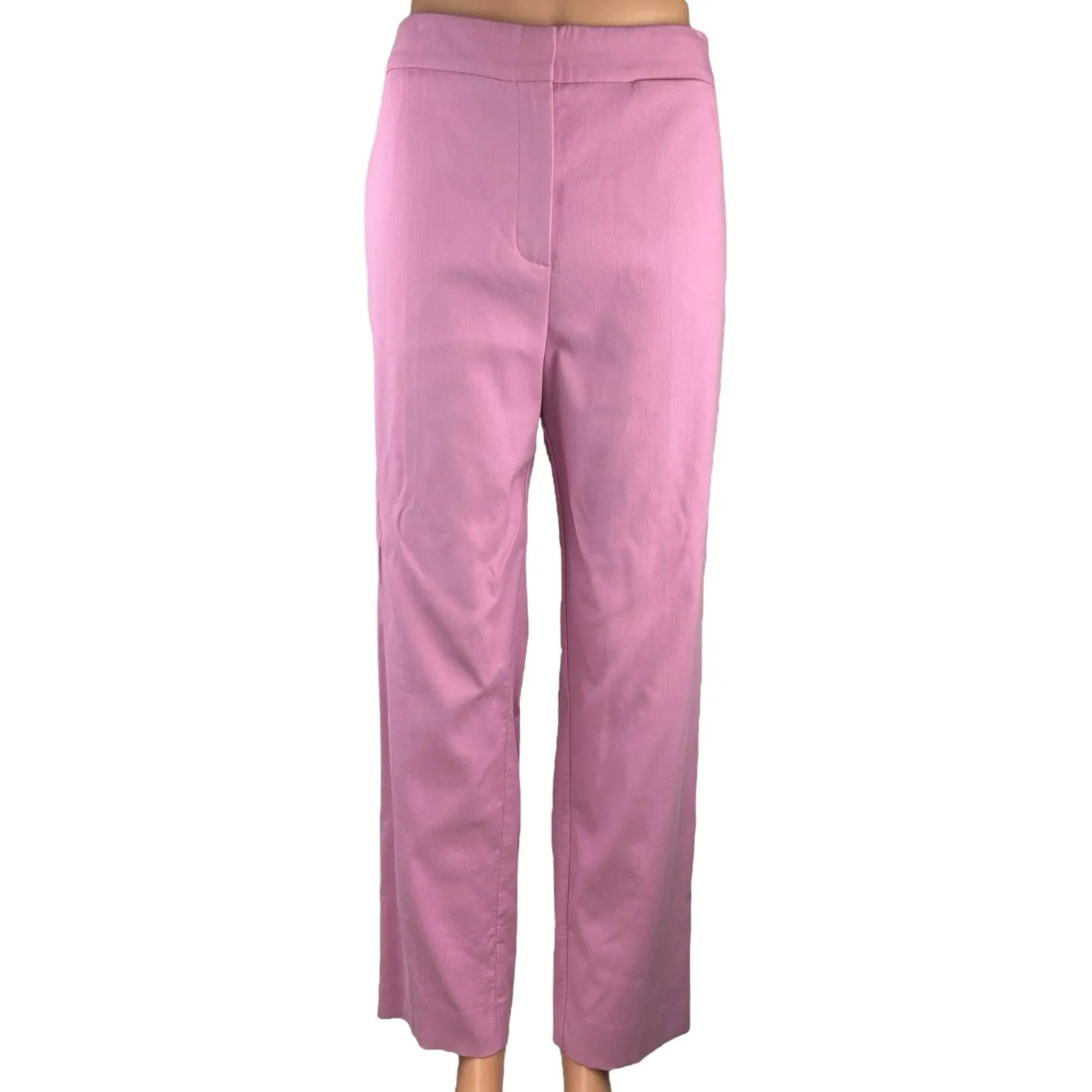 Argent Pink High Rise Flat Front Relaxed Straight Trouser Casual Pants Size 10