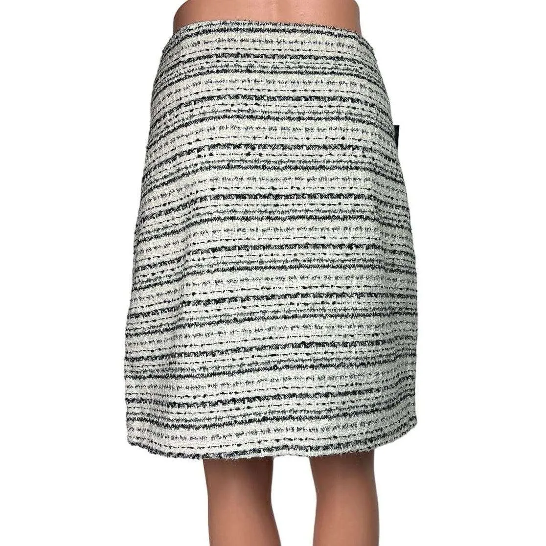 Bagatelle NWT White Black Tweed Striped Asymmetric Pencil Straight Wrap Skirt L