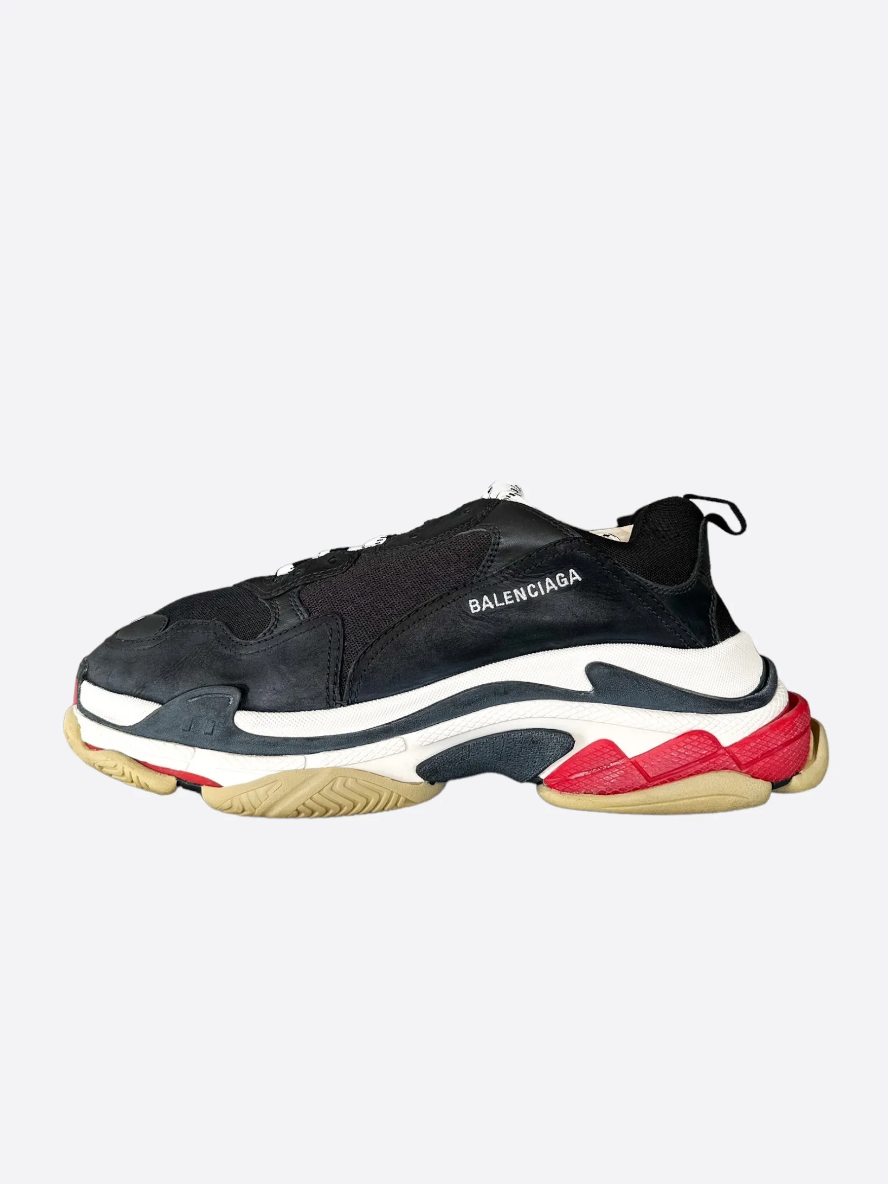 Balenciaga Black & White Triple S Sneakers