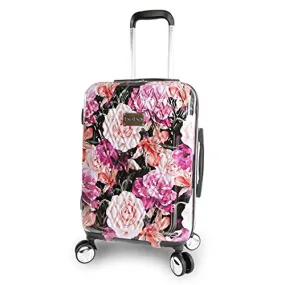 Bebe Women'S Marie 21 Hardside Carry-On Spinner Luggage, Black Floral Print