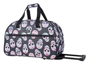 Betsey Johnson Luggage Designer Pattern Suitcase Wheeled Duffel Carry On Bag (Paris Love) (One