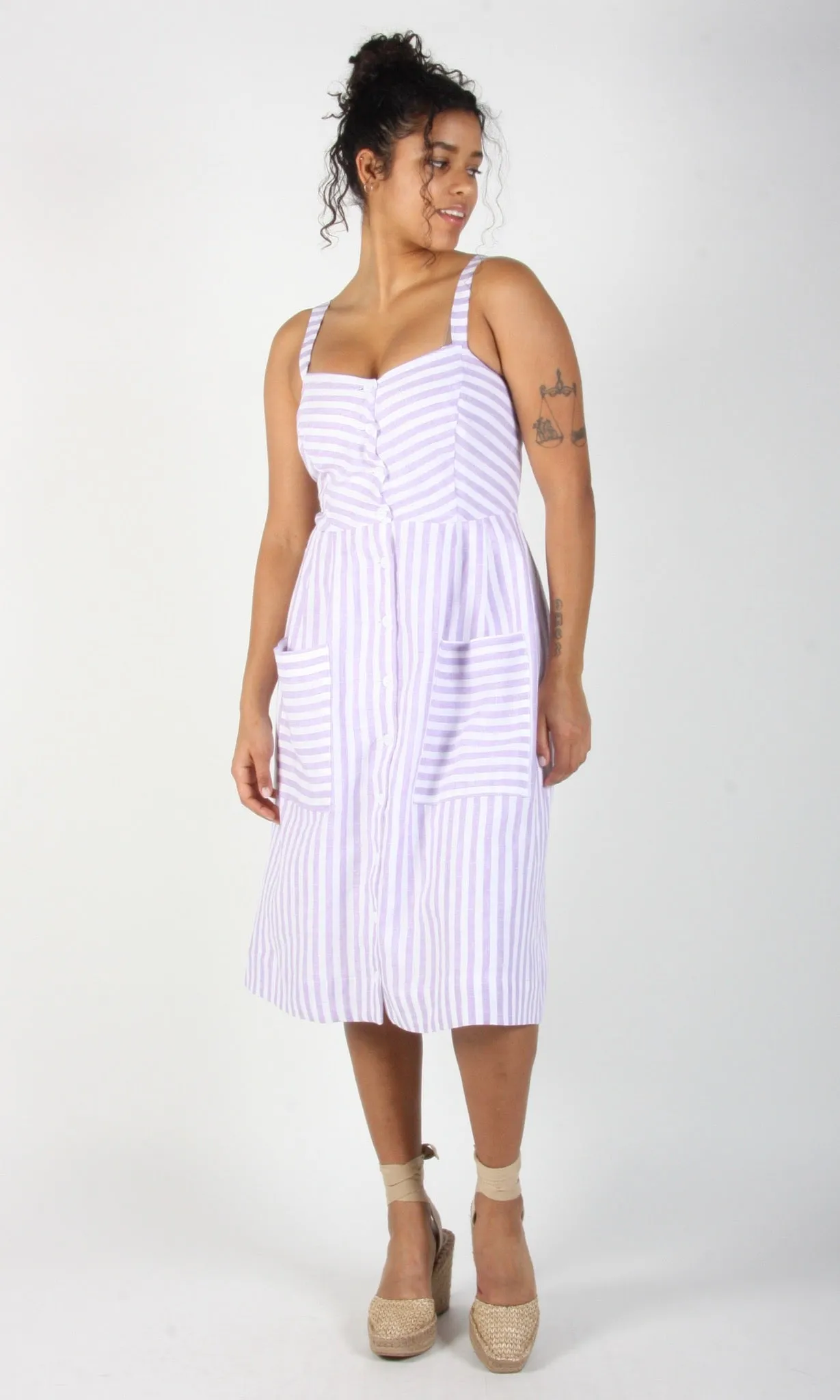 Birds of North America Vesper Sparrow Dress - Lavender Stripe (Online Exclusive)