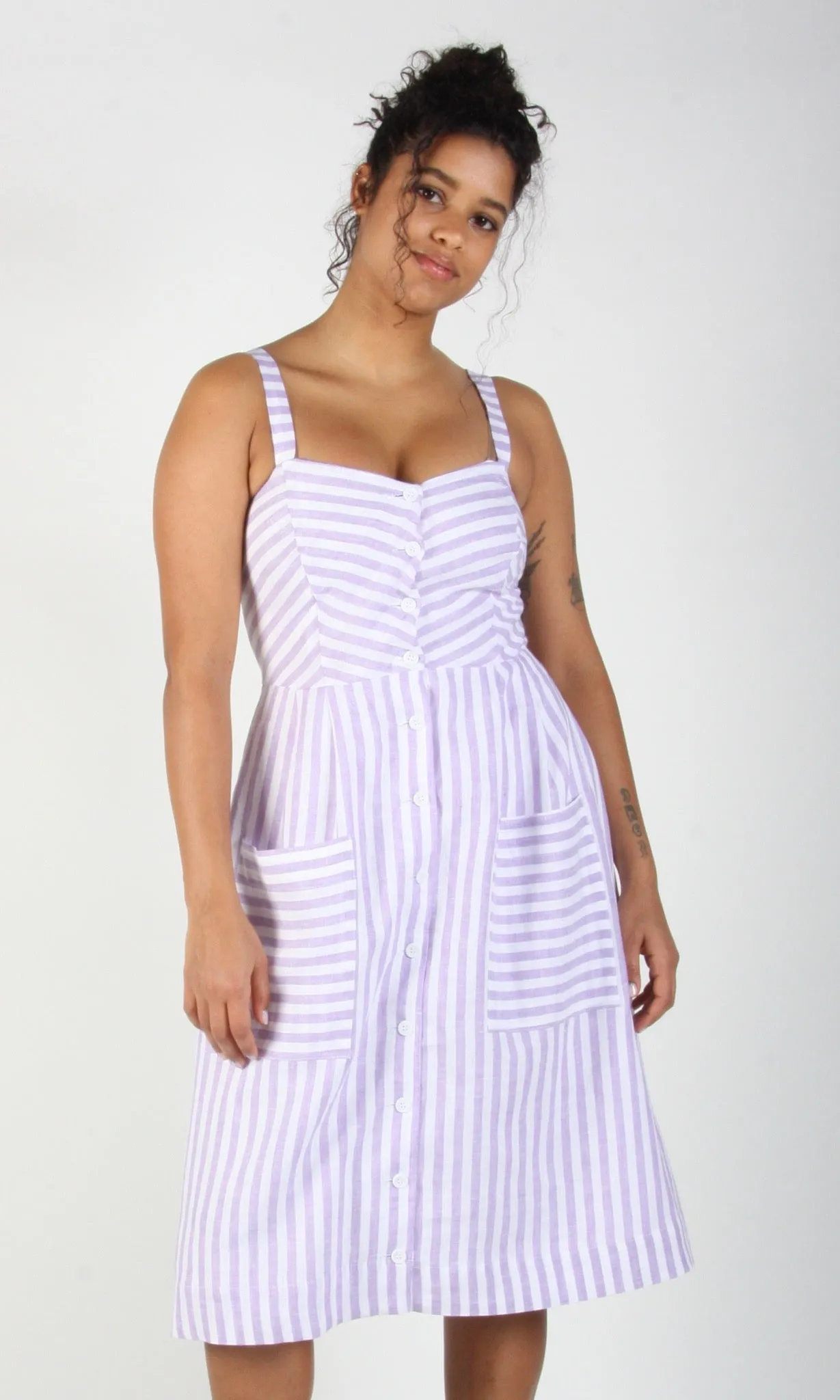 Birds of North America Vesper Sparrow Dress - Lavender Stripe (Online Exclusive)