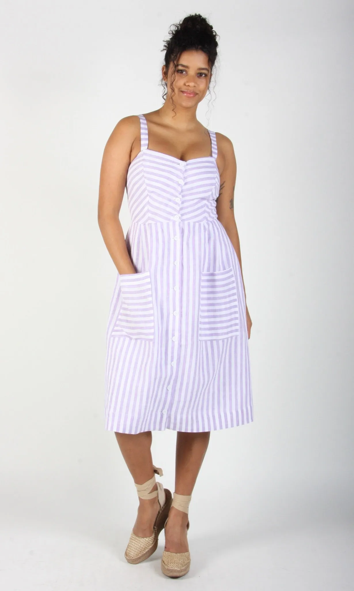 Birds of North America Vesper Sparrow Dress - Lavender Stripe (Online Exclusive)