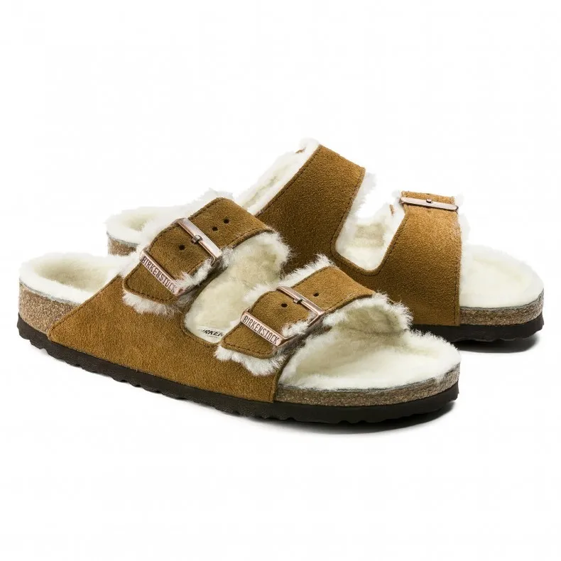 Birkenstock Arizona Fur Suede Leather Regular Fit (Mink)