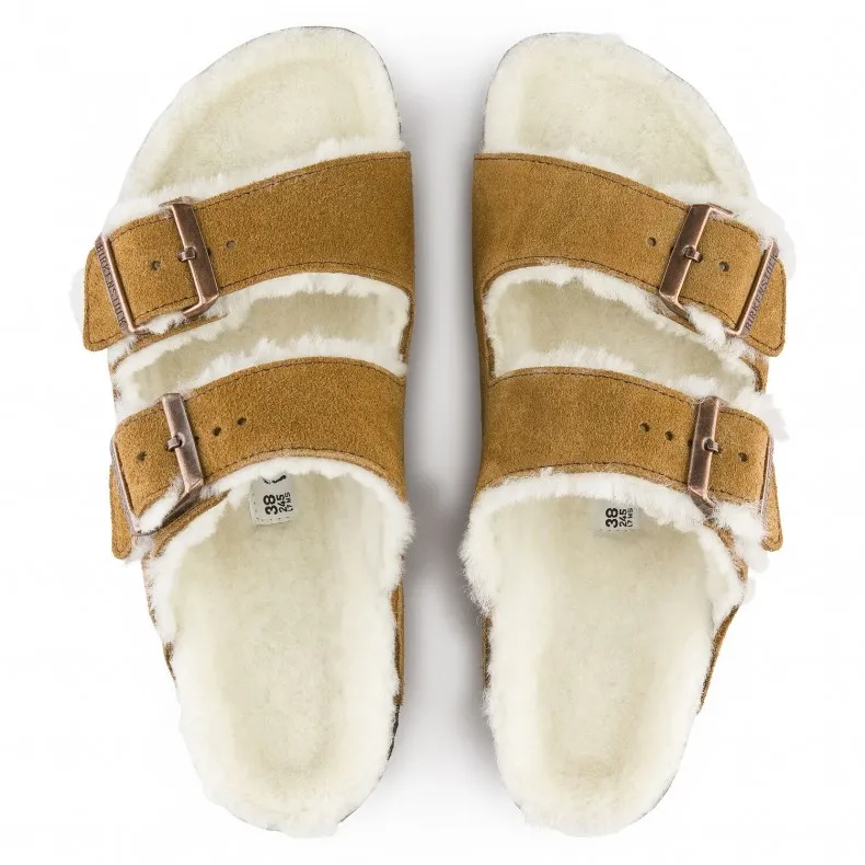 Birkenstock Arizona Fur Suede Leather Regular Fit (Mink)