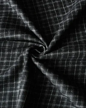 Black And White Checks Woolen Tweed Fabric