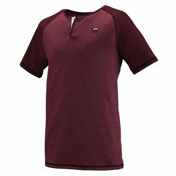 Black Sheep Linear Fusion Short Sleeve Henley Cardinal - Black Fusion