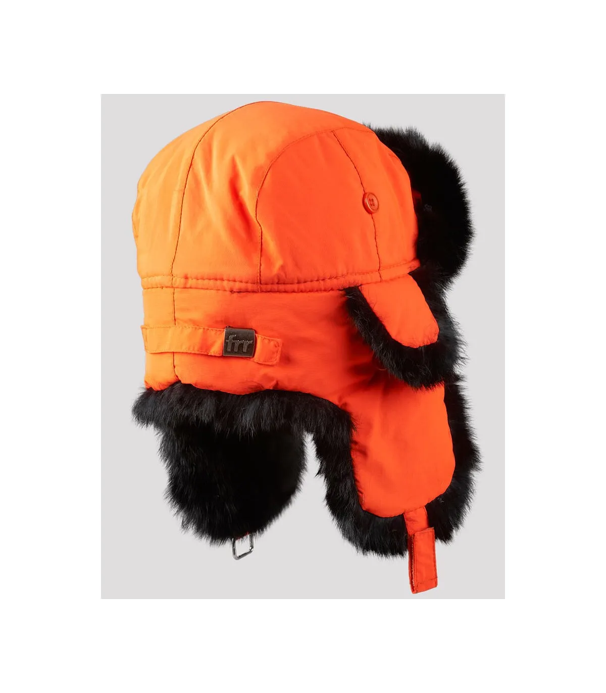 Blaze Orange B-52 Aviator Hat with Black Rabbit Fur for Men: FurHatWorld.com