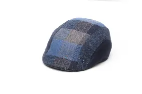 Blue irish Tweed Fantasy Patchwork Wool Flat Cap